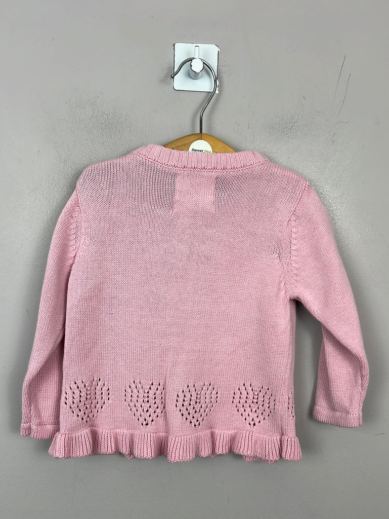 Second hand baby Kite pink pointelle heart cardigan 6-9m