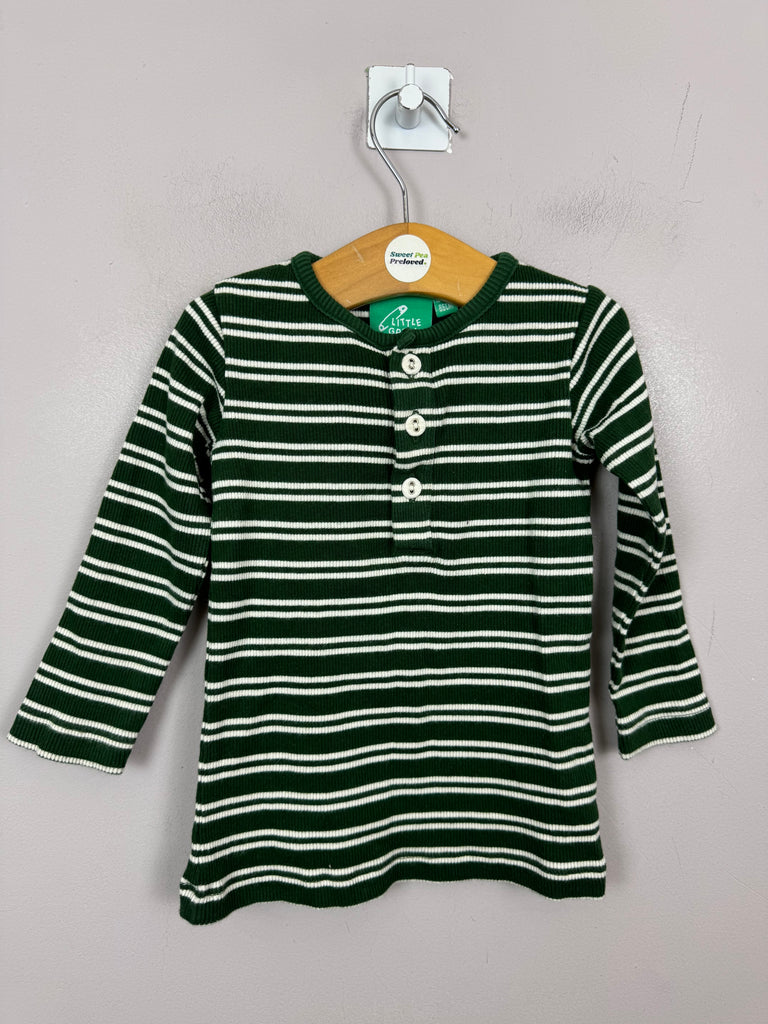 Little Green Radicals Forest Stripe Henley Top 12-18m - Sweet Pea Preloved