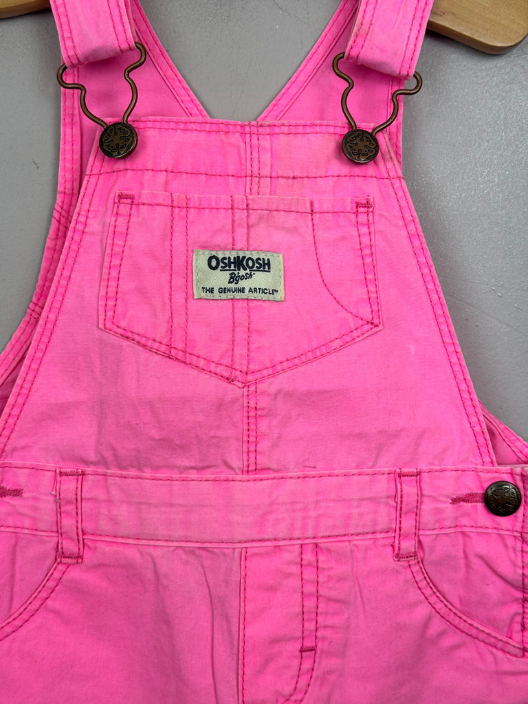 Pre Loved Baby Oshkosh neon pink short dungarees 12m