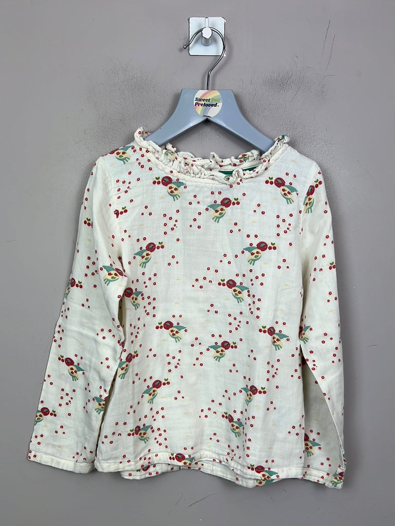 Secondhand kids Little Green Radicals birds long sleeve blouse 7-8y