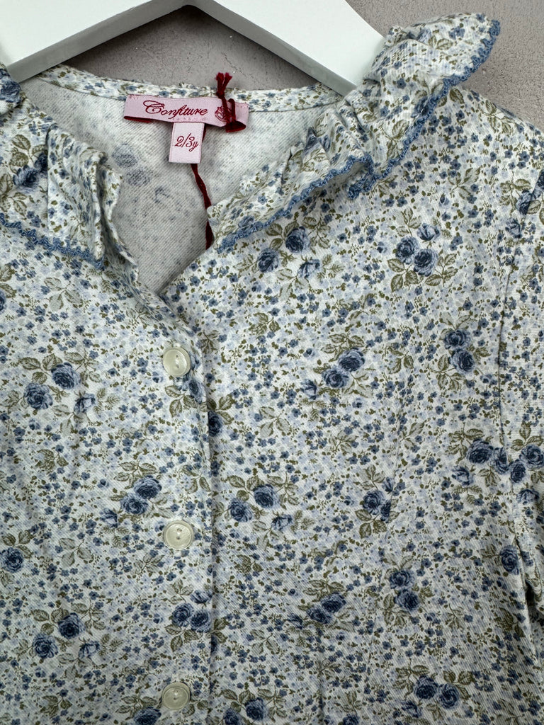 Second hand children’s Confiture Blue Roses Blouse 2-3y new