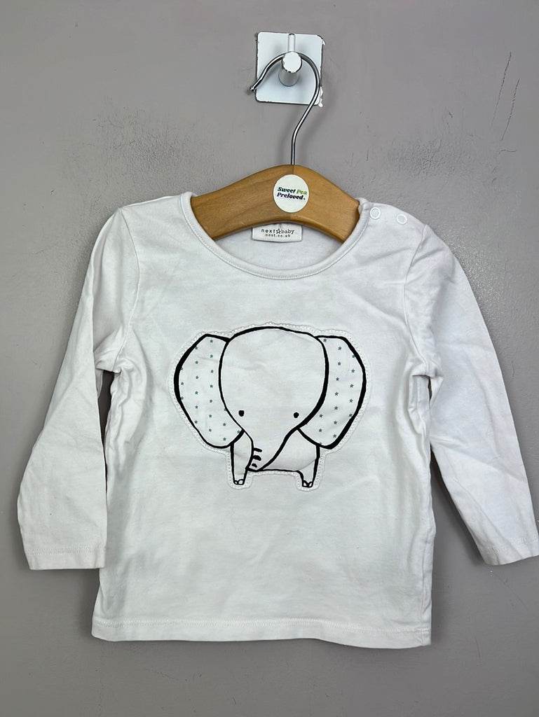 Preloved baby Next white elephant t-shirt 6-9m