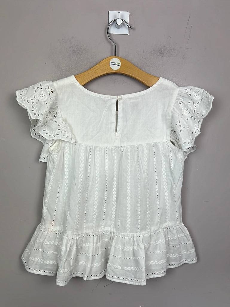 Secondhand Monsoon White Embroidered Broderie Top 9y