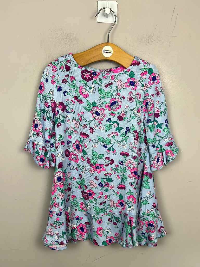 Secondhand baby Joules blue floral floaty dress 1y