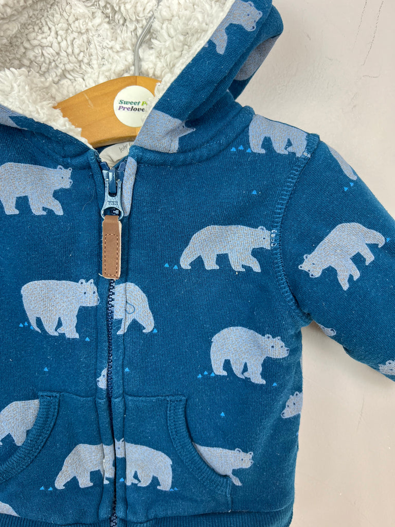 Pre loved baby John Lewis teal bear borg hoodie 0-3m