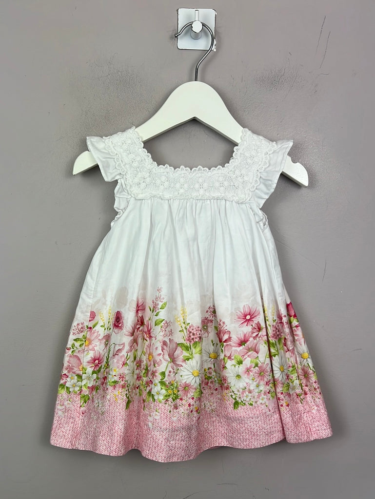 Pre loved baby Mayoral square neck pink & white floral dress