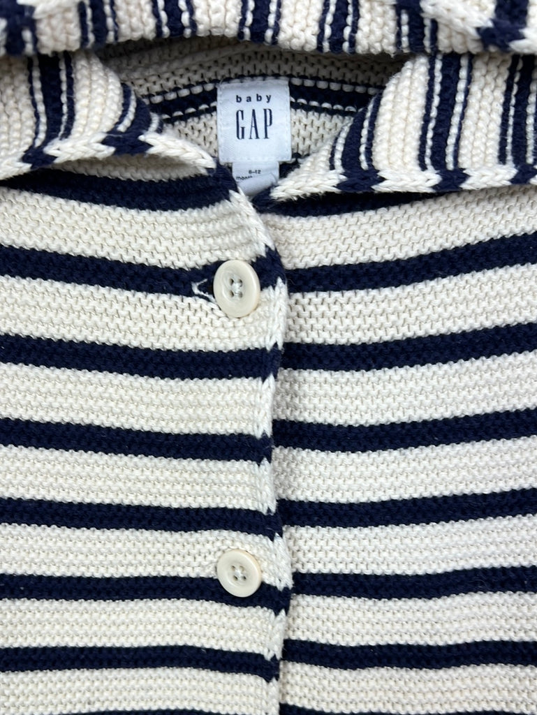 GAP navy stripe hooded cardigan 6-12m