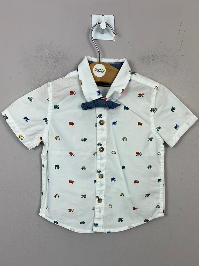 Pre Loved baby Next vehicle shirt with bow tie 6-9m