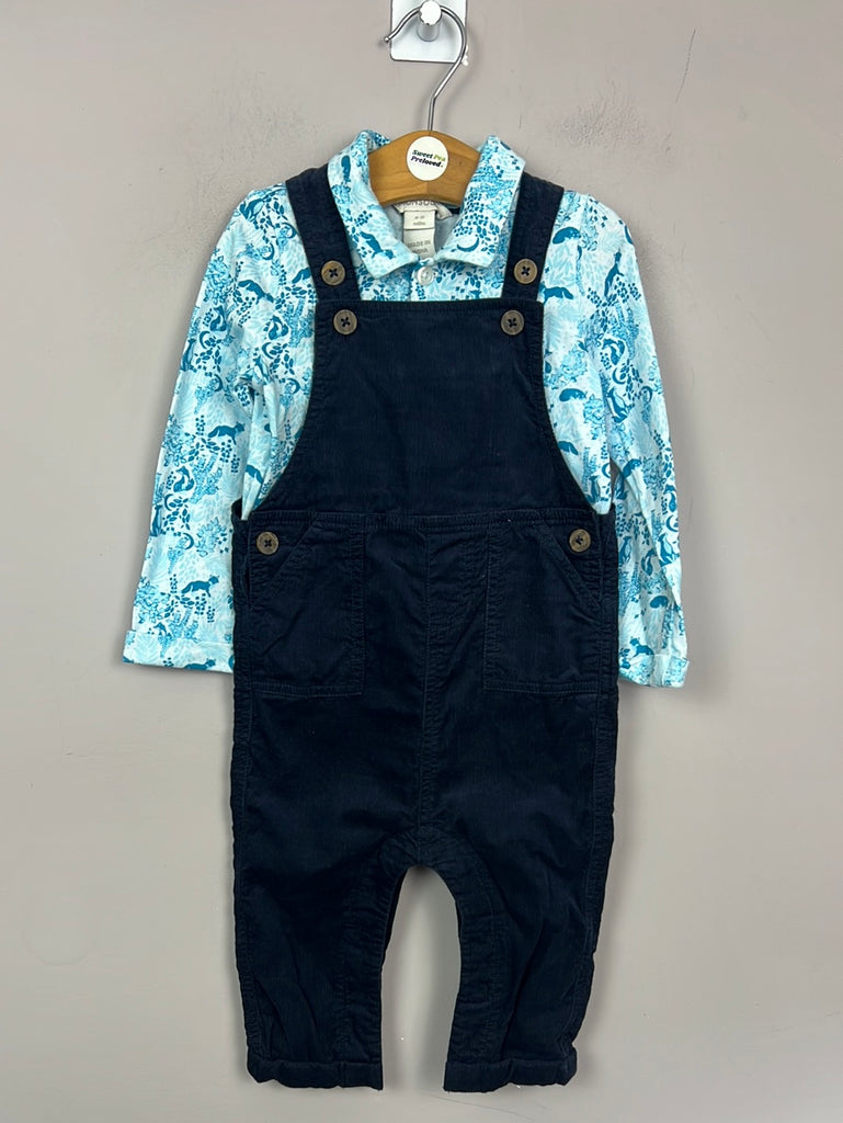 Pre Loved Baby Monsoon Navy Cord Dungarees set 9-12m