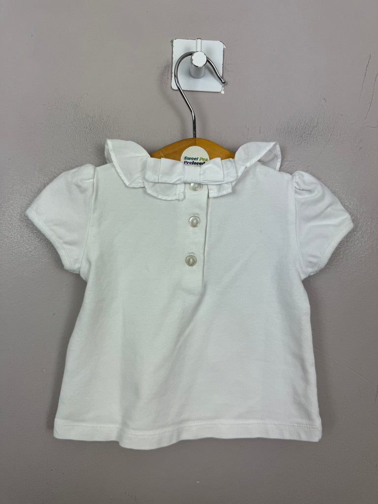 Secondhand baby Confiture white ruffle neck jersey top 3-6m