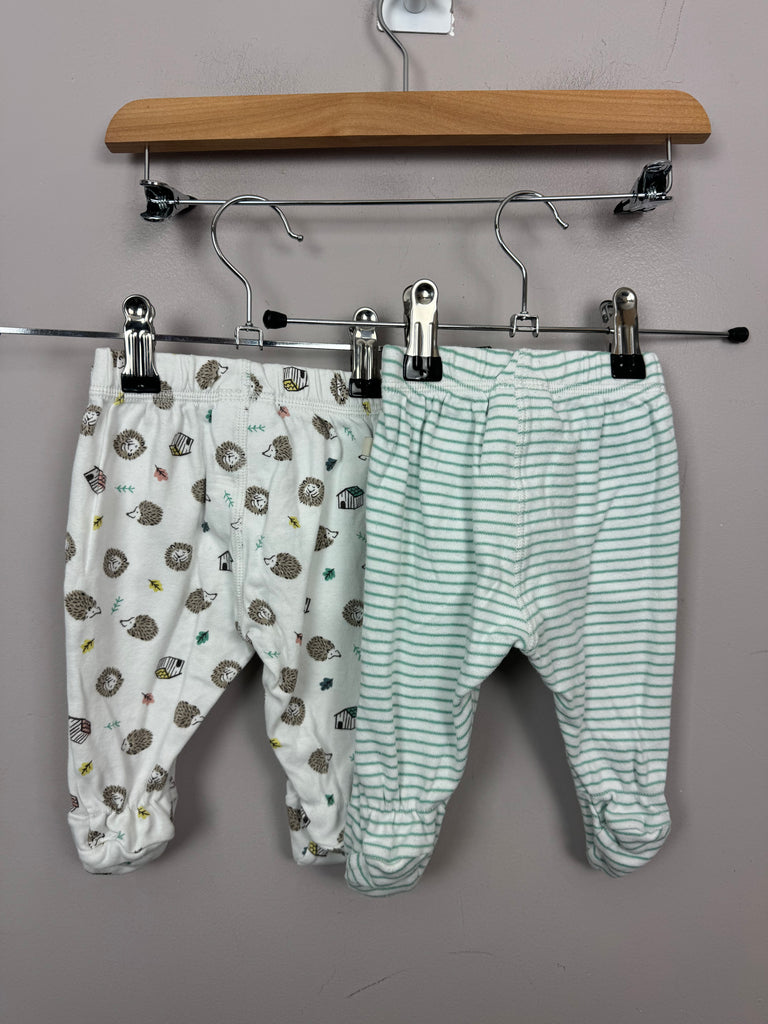 Pre Loved Baby Frugi hedgehog/striped jersey trousers-Newborn