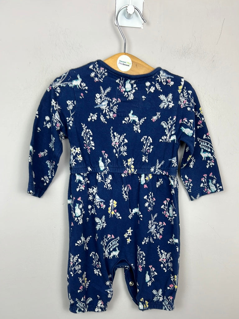 Pre loved baby Mantaray navy hare print jersey playsuit 0-3m