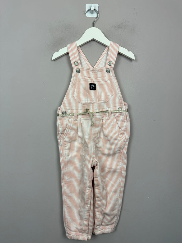 Oshkosh pink hickory stripe dungarees 24m - Sweet Pea Preloved