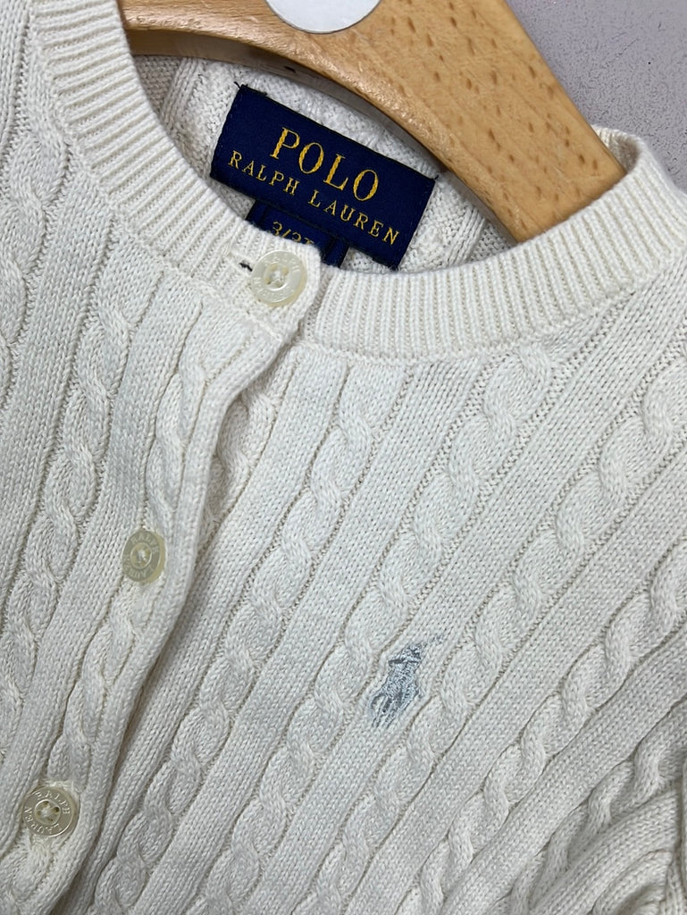 Pre Loved Girls Ralph Lauren cream cable knit cardigan 3y