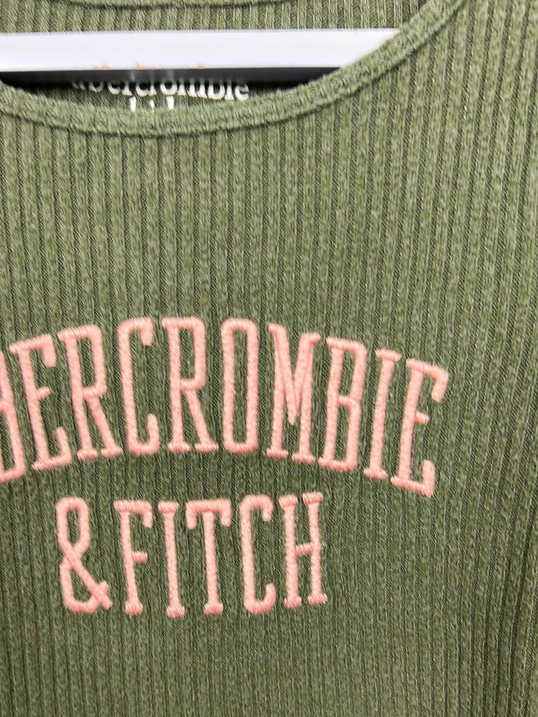 Pre Loved Girls Abercrombie khaki ribbed top 7-8y