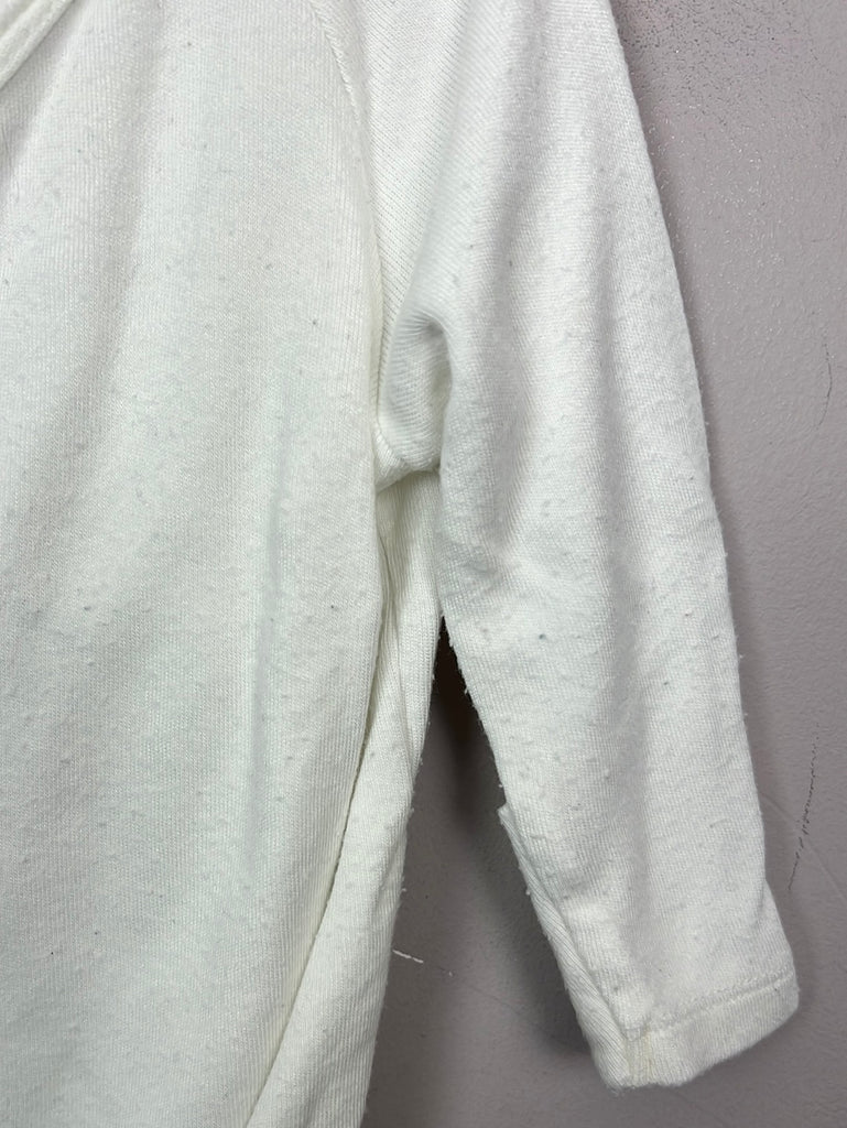 Mori White Kimono Style Viscose Bodysuit 3-6m