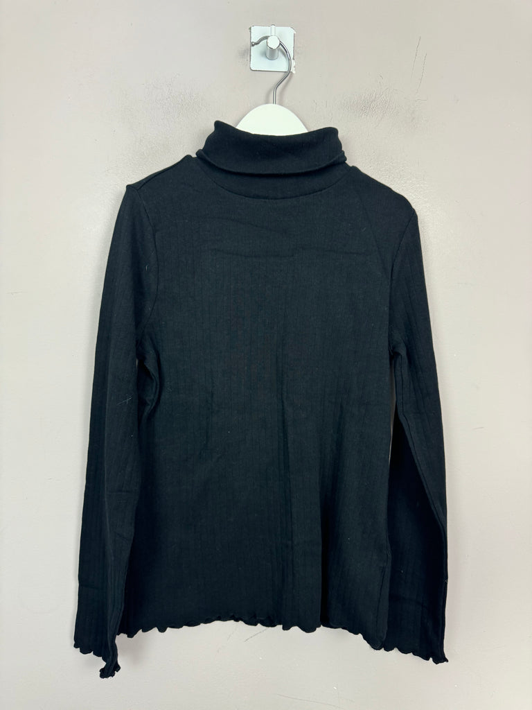 M&S Black Ribbed Turtleneck Top 9-10y - Sweet Pea Preloved