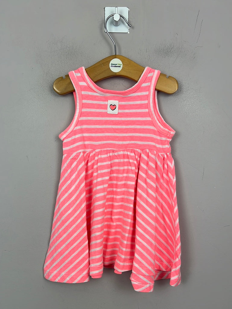 Preloved baby 9-12m Zara neon stripe jersey dress