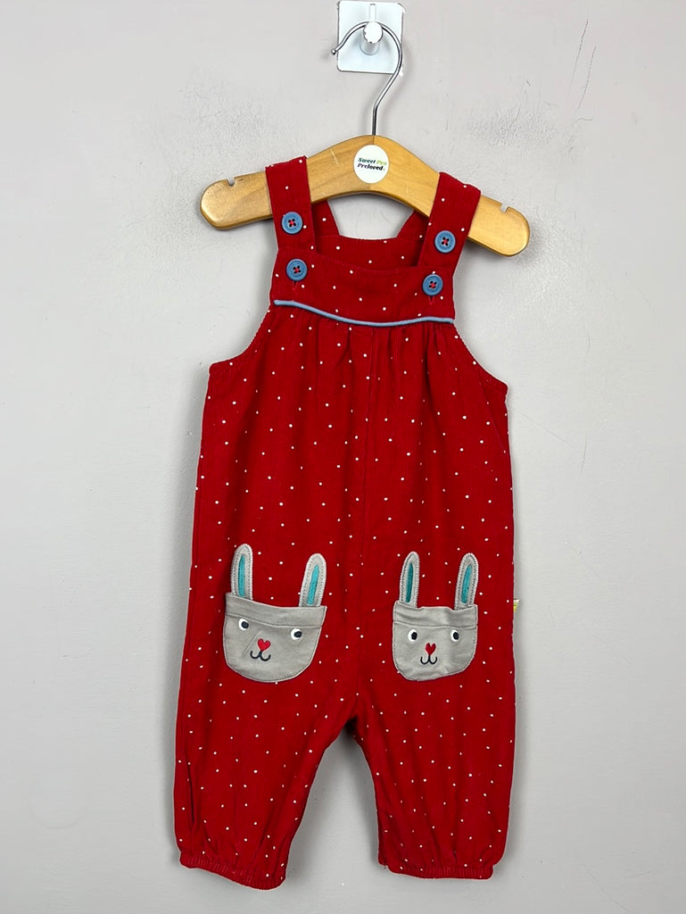 Frugi red bunny cord dungarees 