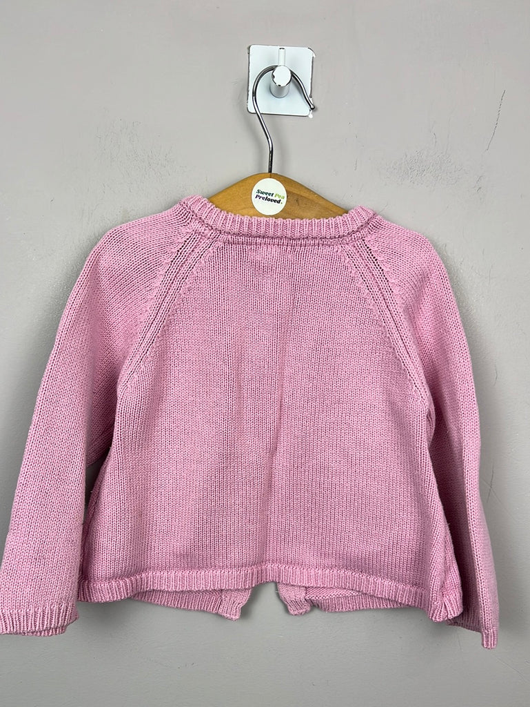 Second hand baby Jojo Maman Bebe Pink Mouse in my pocket cardigan 12-18m back