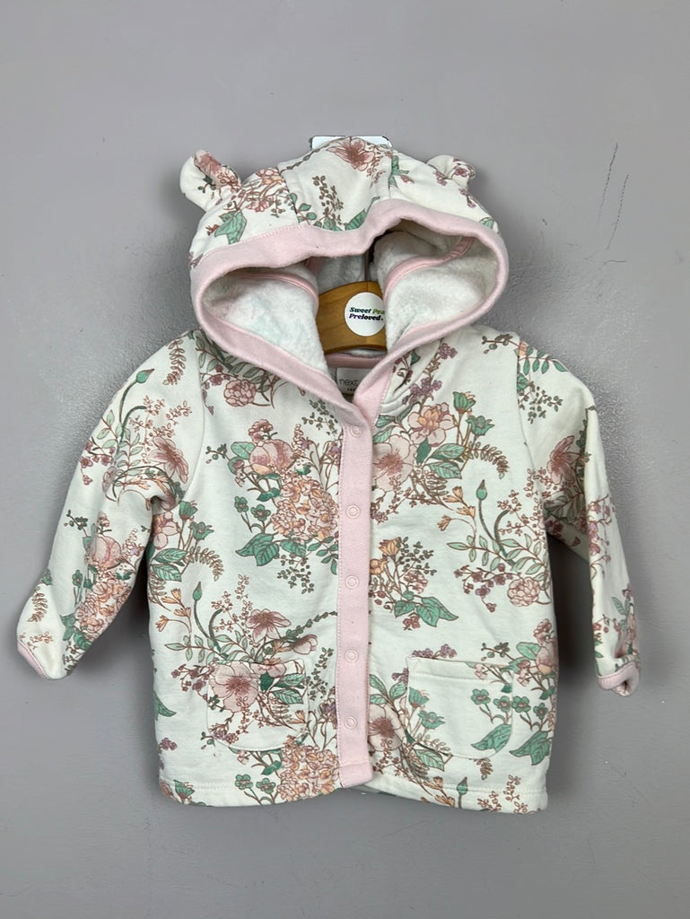 Pre Loved Baby Next pink floral sweatshirt cardigan 3-6m