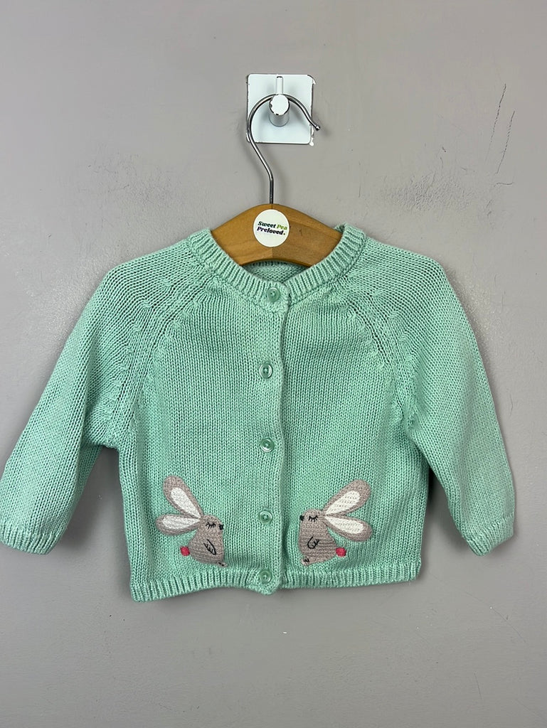 Secondhand baby M&S green Bunny Cardigan 0-3m
