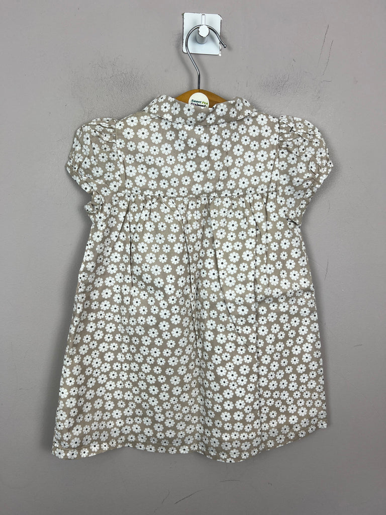 Pre Loved Little White Company Neutral Daisy Cotton Dress 12-18m
