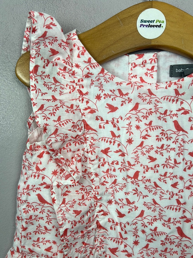 Secondhand baby Gap coral bird print cotton dress 0-3m