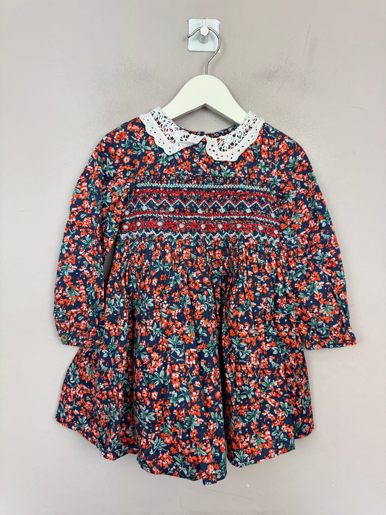 Preloved Chidrens Next Navy Smocked Dress 2-3y -Sweet Pea Preloved Clothes 