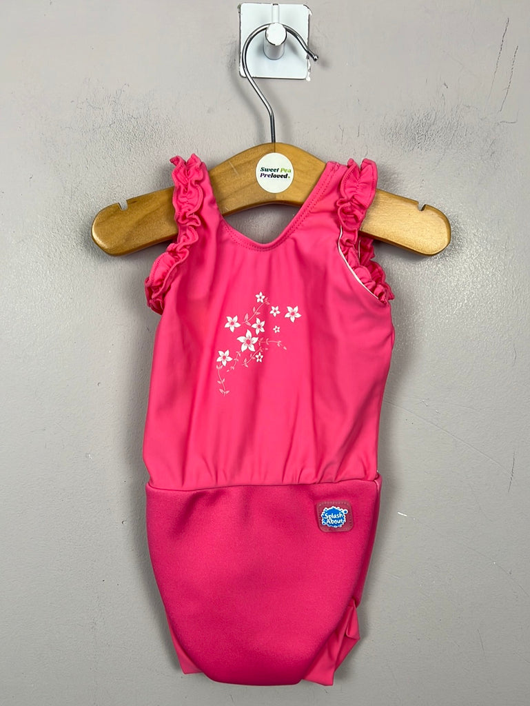 Pre Loved baby Splash About pink happy nappy swimsuit 0-3m