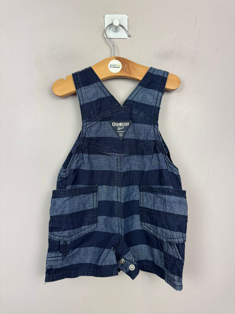 Preloved Baby Oshkosh Navy stripe short dungarees 6m