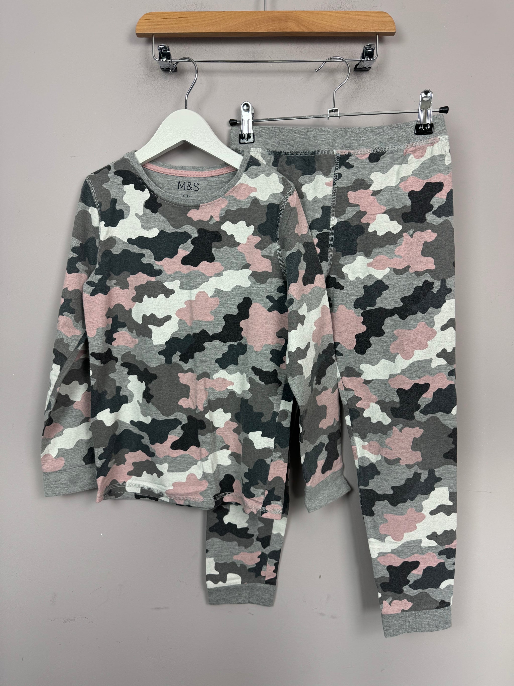 M S grey Camo PJs 9 10y Sweet Pea Preloved Clothes