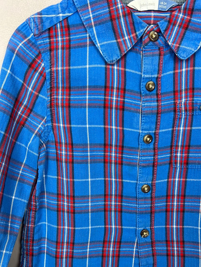 Pre Loved Boys John Lewis royal blue check shirt 18-24m