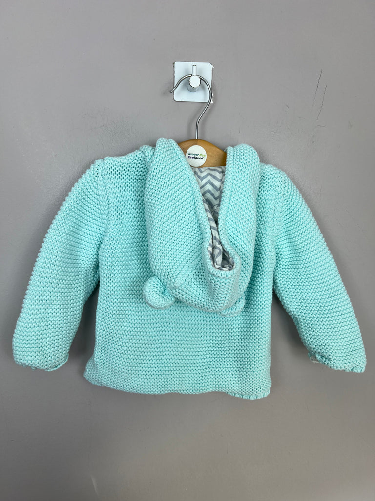 Preloved baby M&S aqua hooded cardigan 3-6m