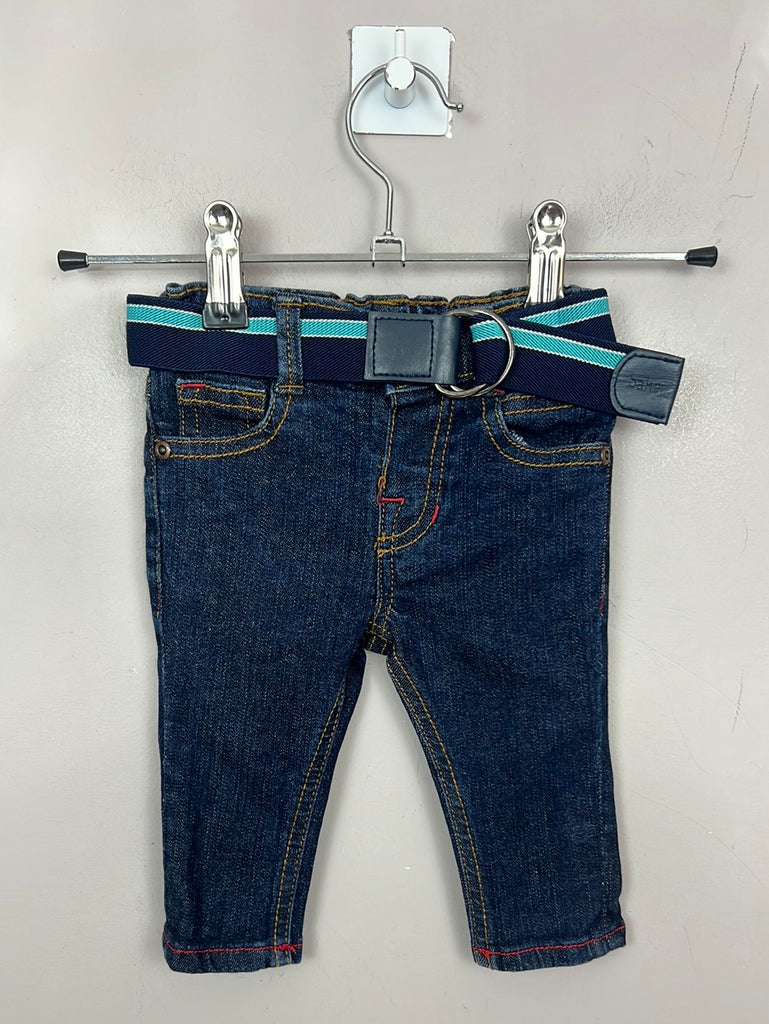 SEcond Hand baby Baker dark wash blue jeans with belt 0-3m