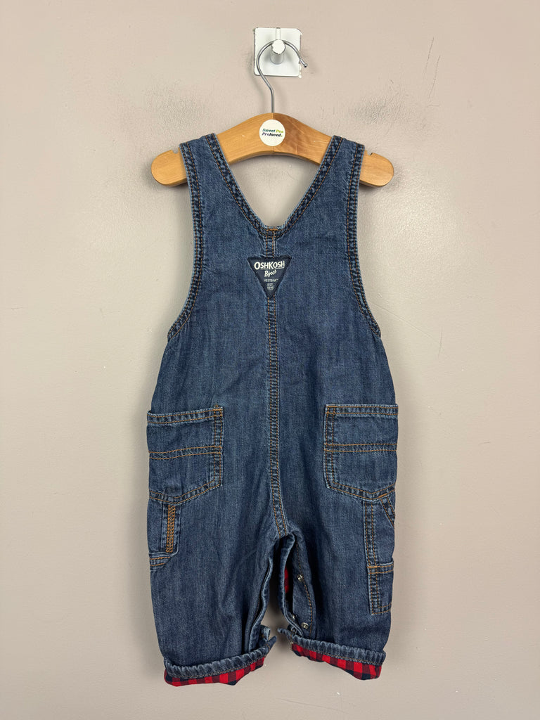 Baby Oshkosh Red Check Lined Denim Dungarees 9m