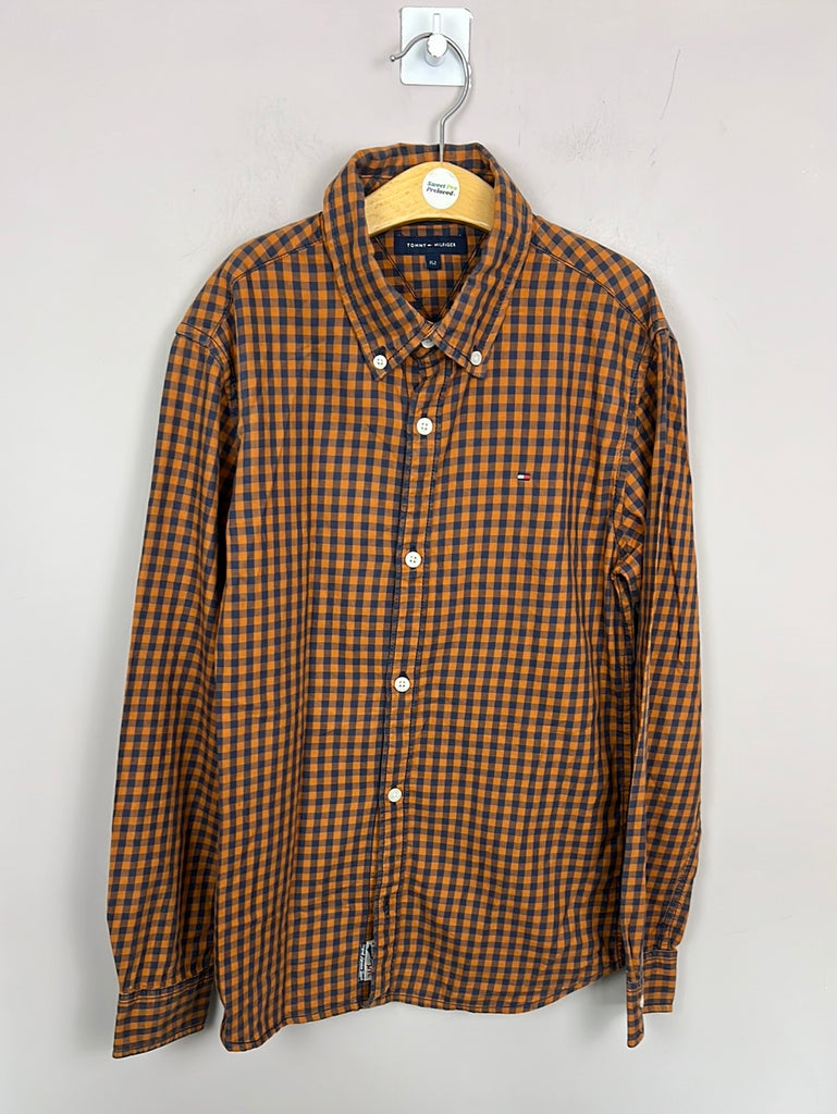 Pre loved kids Tommy Hilfiger tan check shirt 12y