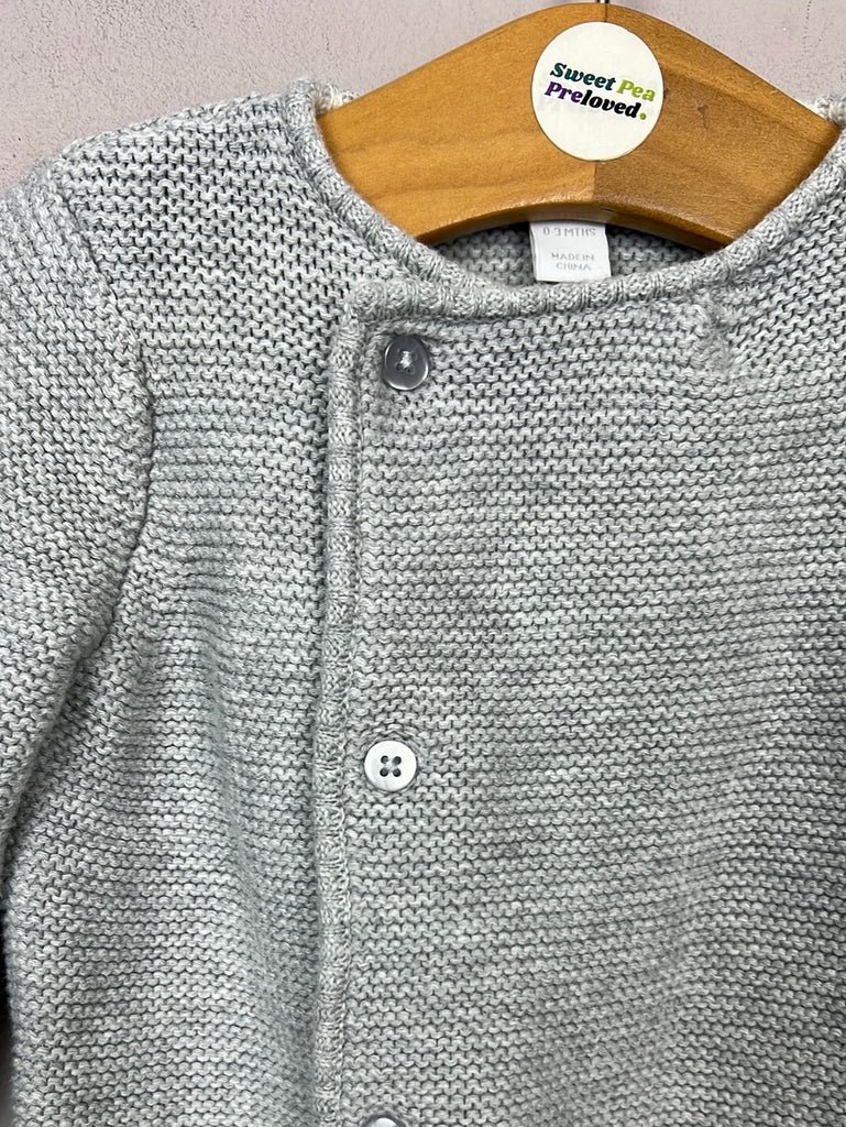 secondhand baby Little White Company grey cardigan 0-3m