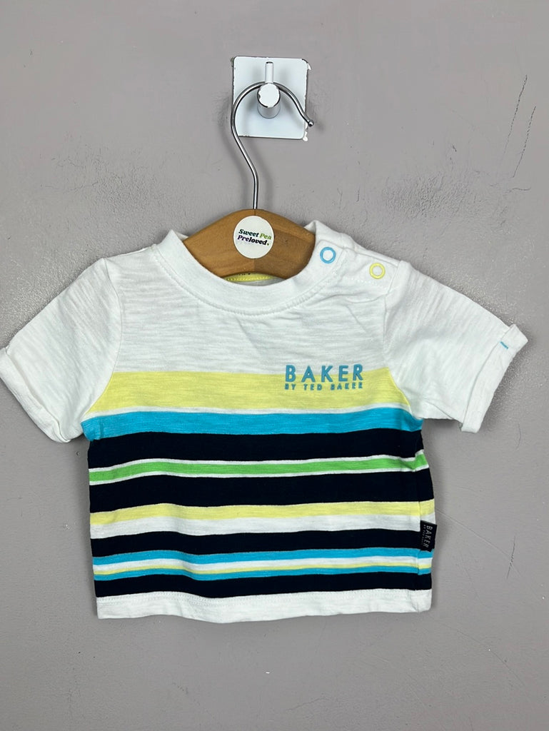 Baker white stripe t-shirt 0-3m - Sweet Pea Preloved 