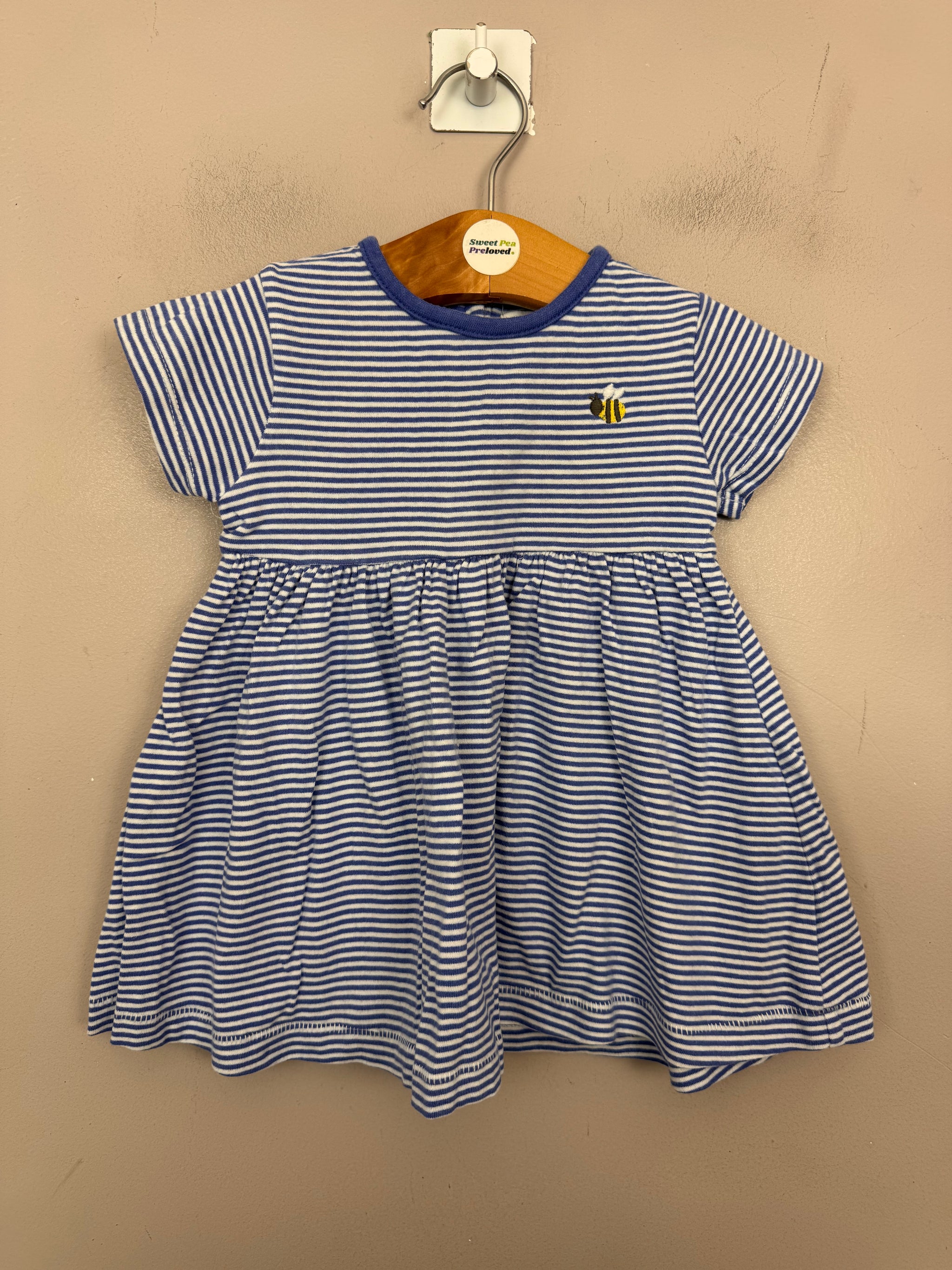 John Lewis Blue stripe jersey dress 3-6m  Sweet Pea Preloved Clothes