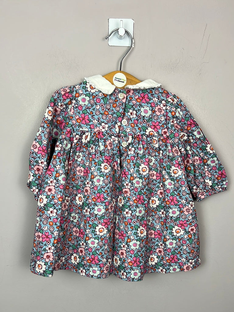 M&S Blue floral smocked dress 3-6m