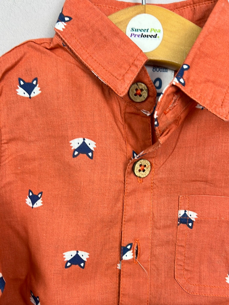 Pre loved baby Kite Orange Fox Shirt 6-12m