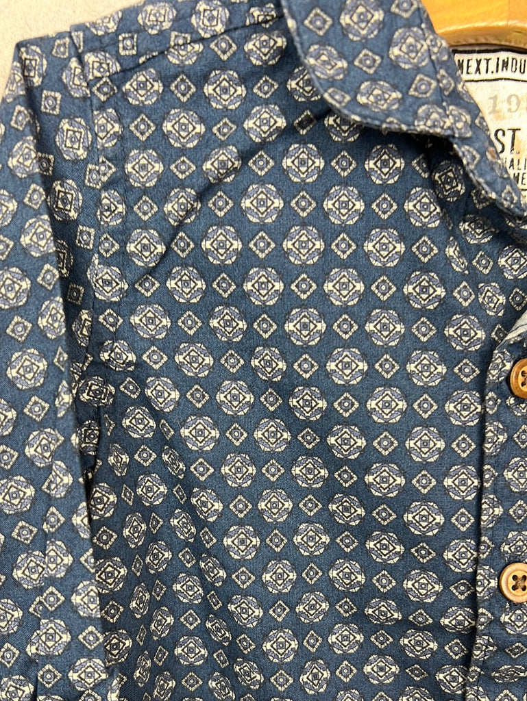 Second hand baby Next blue patterned shirt 3-6m