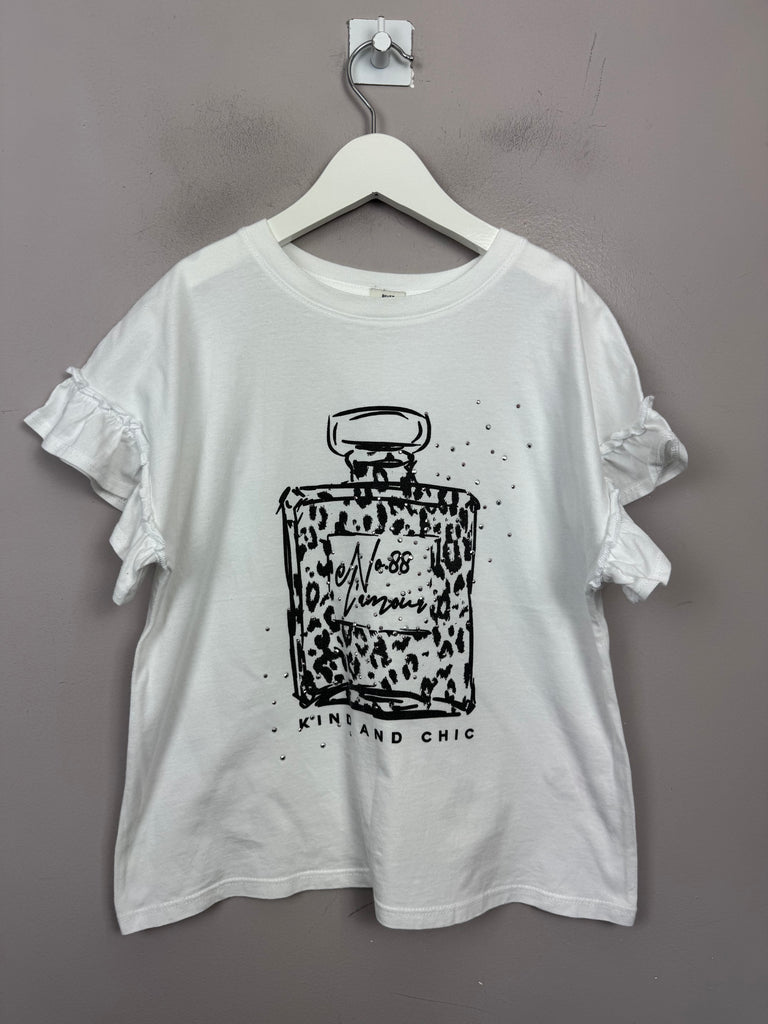 River Island White Perfume Bottle T-shirt 9-10y - Sweet Pea Preloved