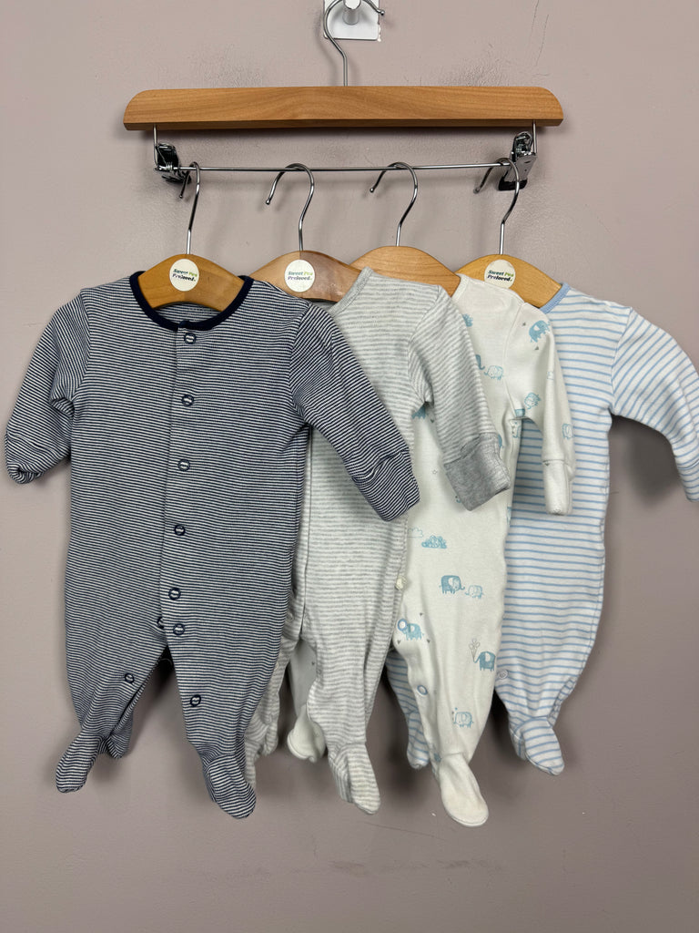 Next blue elle/stripes sleepsuits  - 1 month  - Sweet Pea Preloved