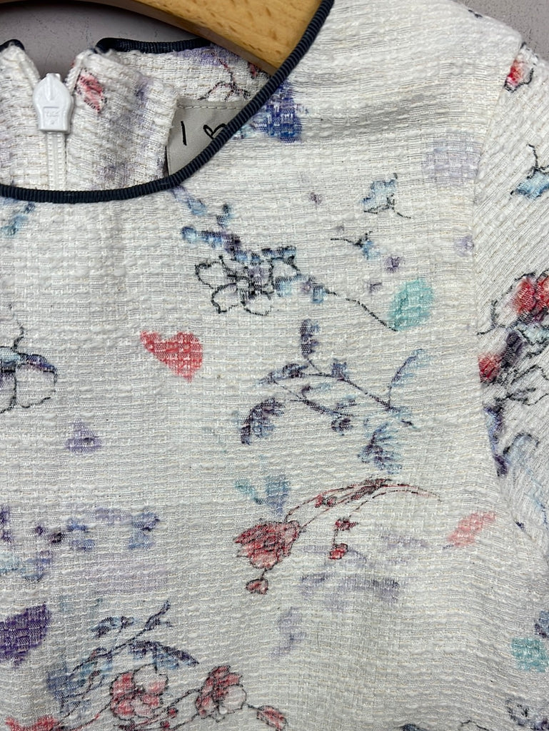 Secondhand girls Next white floral texture weave dress 5y