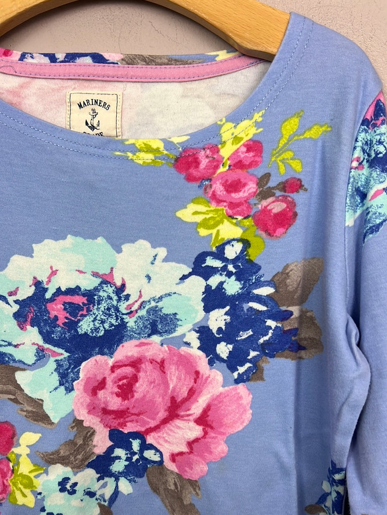 Second Hand Childrens Joules blue floral harbour top 9-10y