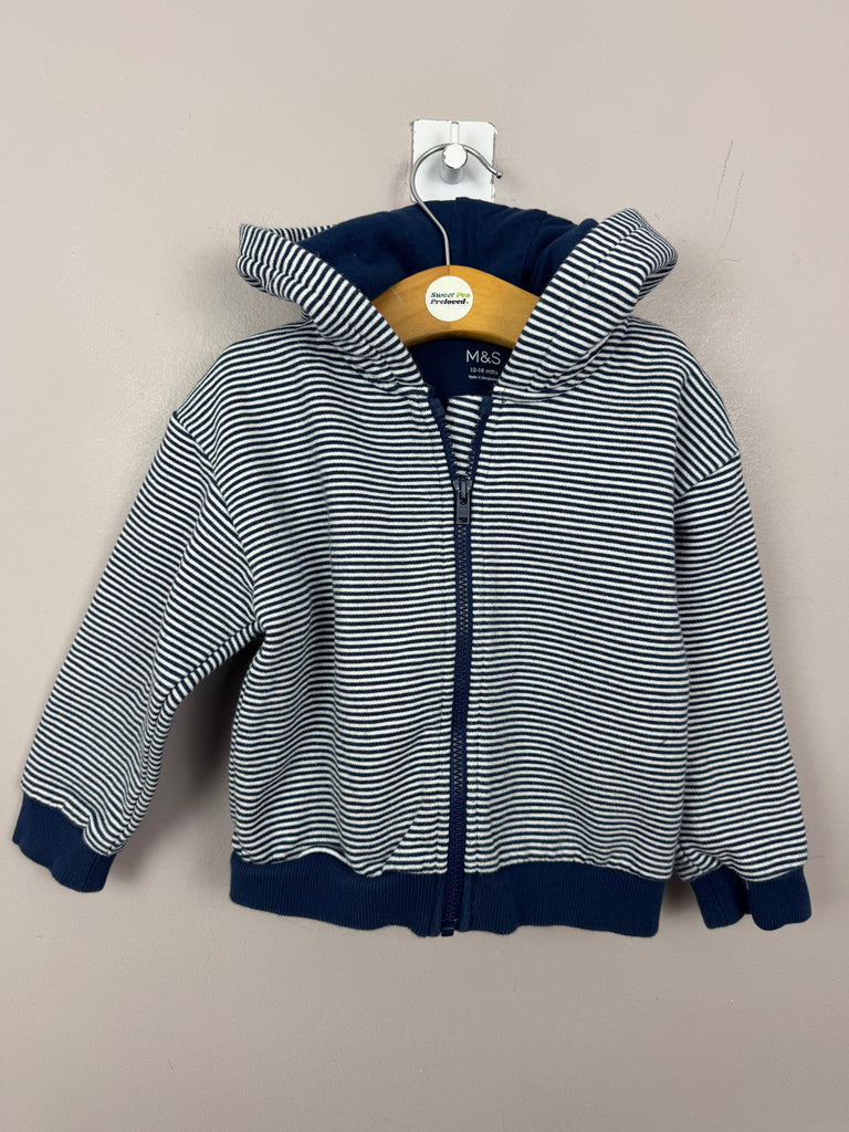 M&S Navy Stripe Hoodie 12-18m - Sweet Pea Preloved