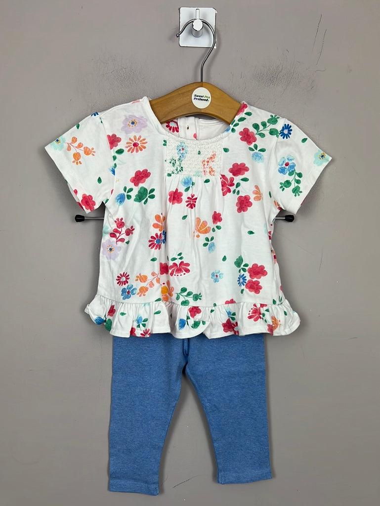 M&S floral top leggings set 9-12m - Sweet Pea Preloved 