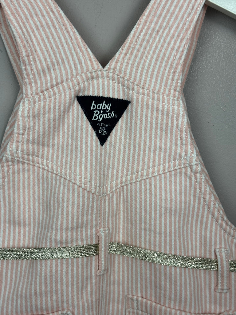 Pre Loved Kids Oshkosh pink hickory stripe dungarees 24m